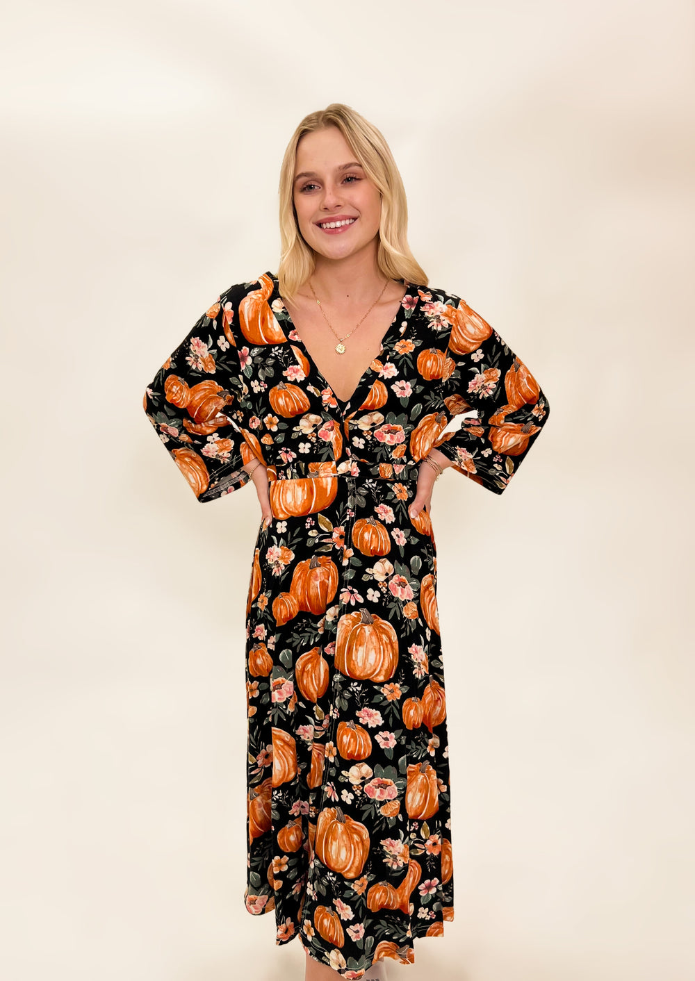 Lila Labor & Postpartum Gown in Harvest Floral