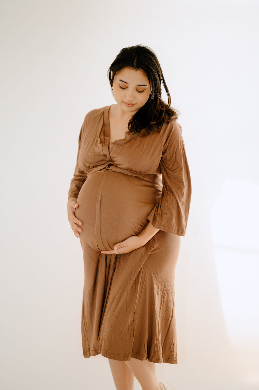 Amelia Labor & Postpartum Gown in Caramel