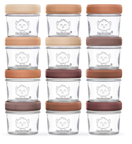 KeaBabies Food Prep Jars (Glass Containers)- 12 pack