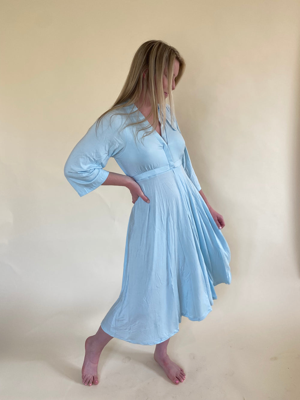 Lila Labor & Postpartum Gown in Baby Blue *Limited Edition*