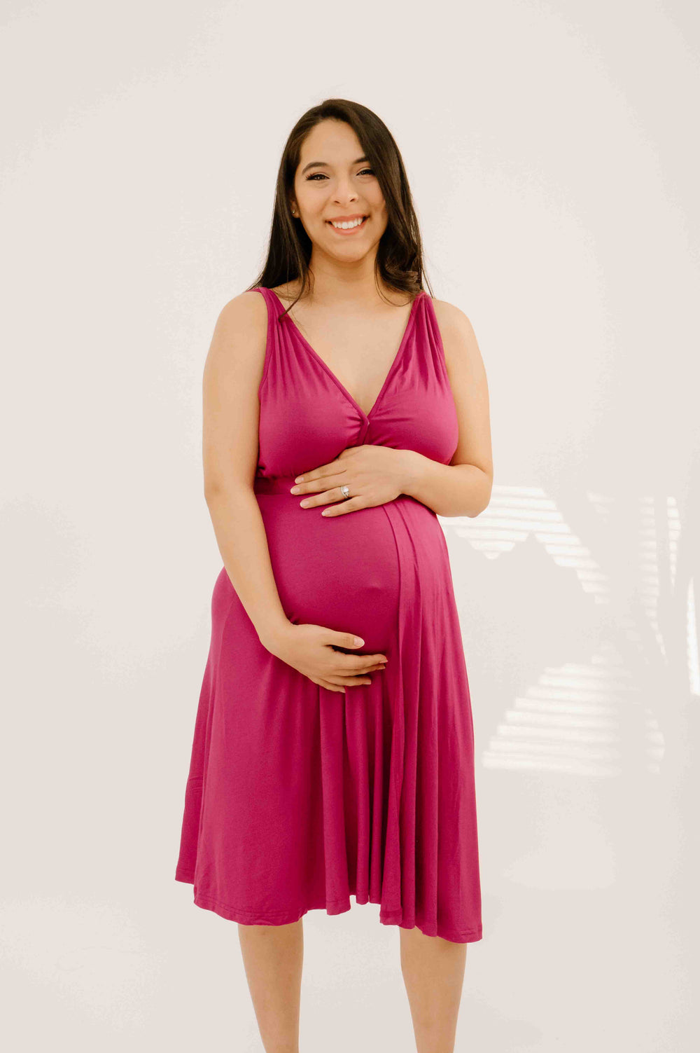 Juliet Labor & Postpartum Gown in Raspberry Red
