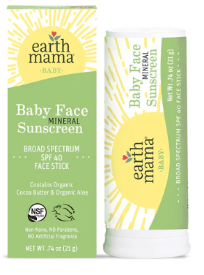 Earth Mama Organics Baby Face Mineral Sunscreen Face Stick SPF 40