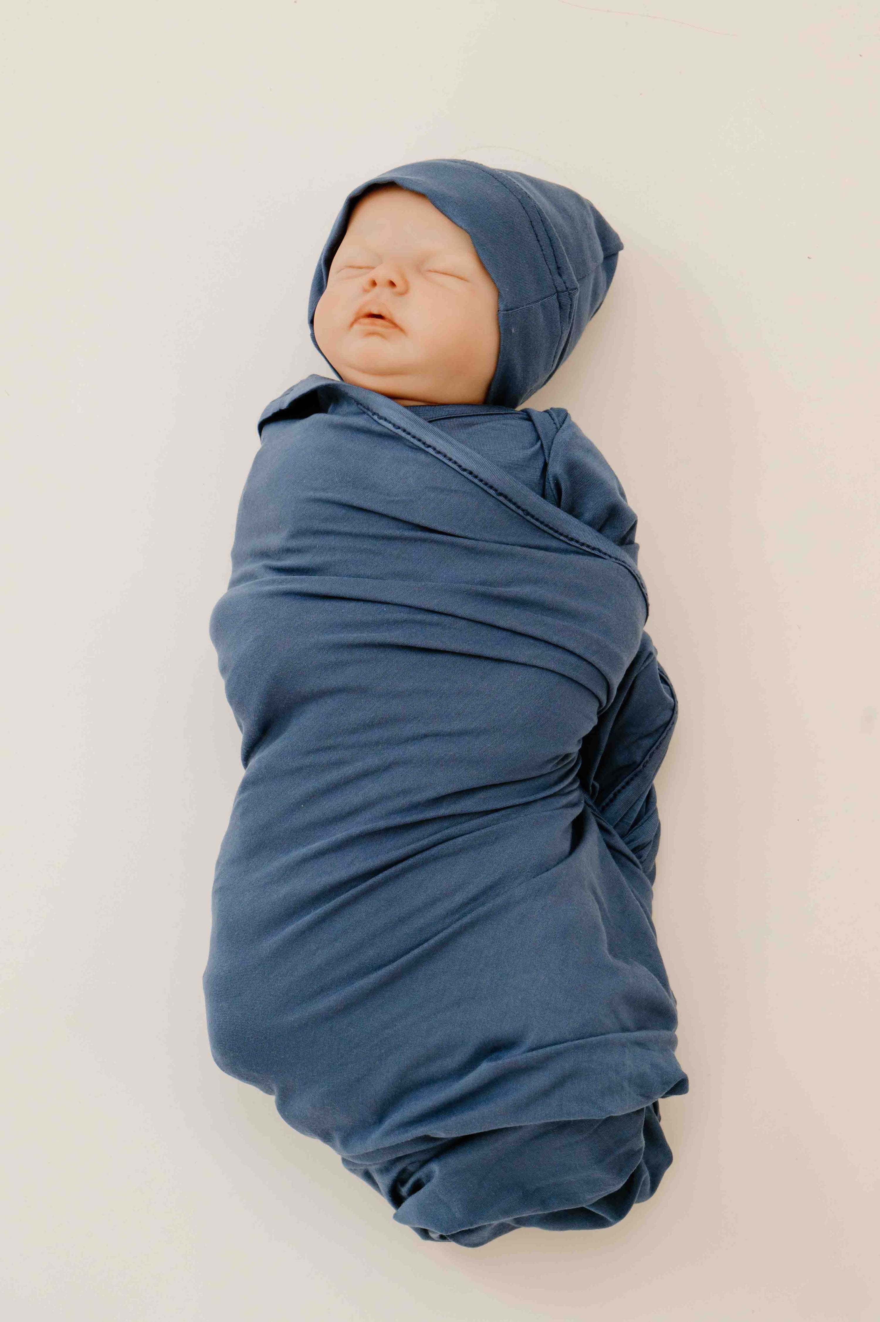 Baby Swaddle & Hat Set: Midnight Blue